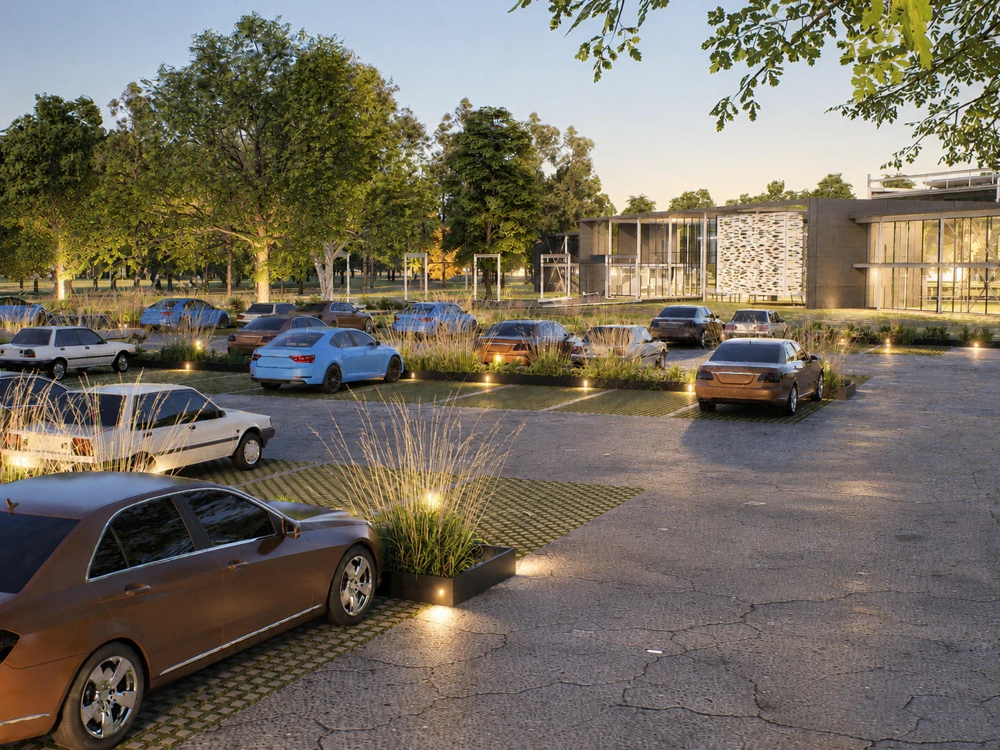 Render de los exteriores y el parque de aprendizaje, vista 4