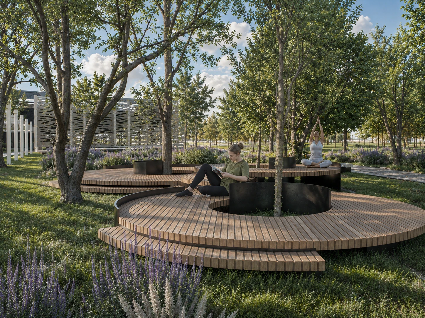 Render de los exteriores y el parque de aprendizaje, vista 8