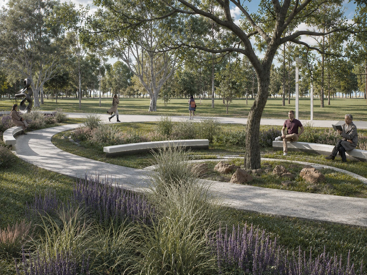 Render de los exteriores y el parque de aprendizaje, vista 9