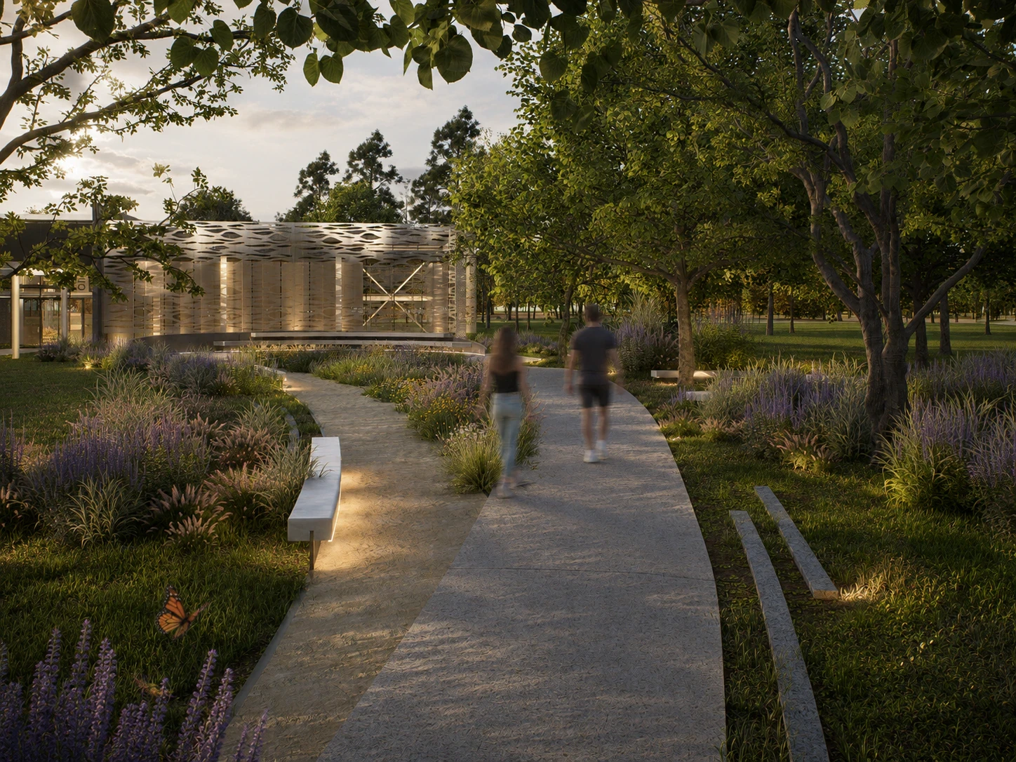 Render de los exteriores y el parque de aprendizaje, vista 16