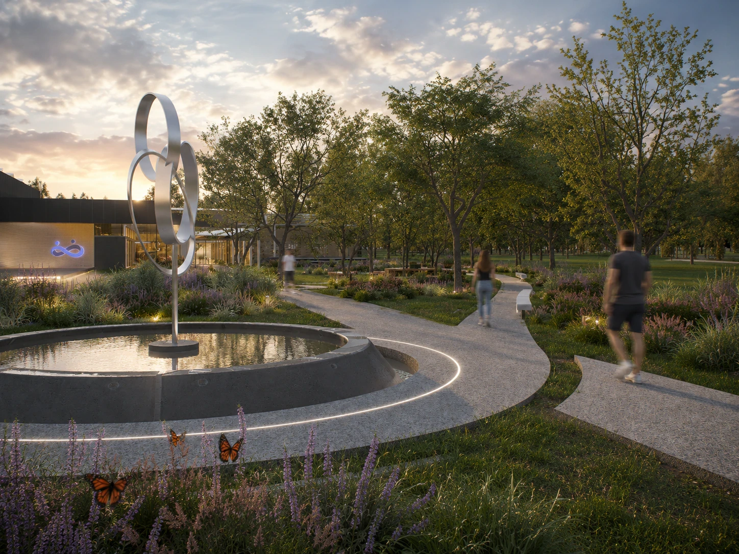 Render de los exteriores y el parque de aprendizaje, vista 17