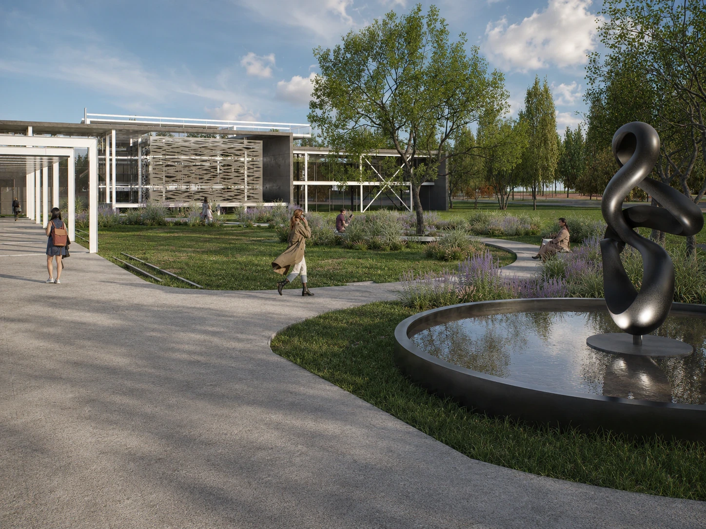 Render de los exteriores y el parque de aprendizaje, vista 18