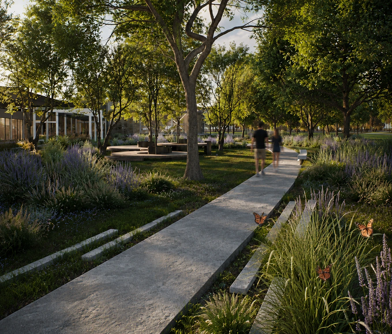 Render de los exteriores y el parque de aprendizaje, vista 19