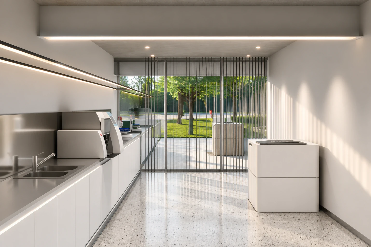 Render del laboratorio de ensayos y análisis de materiales