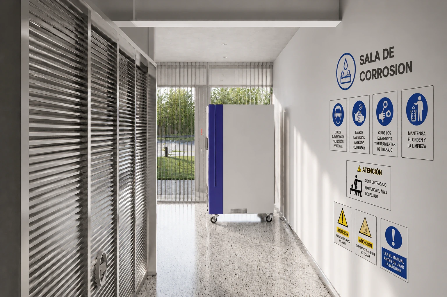 Render del laboratorio de ensayos y análisis de materiales, vista 4