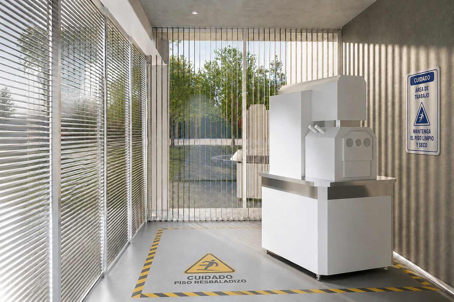 Render del laboratorio de ensayos y análisis de materiales, vista 7