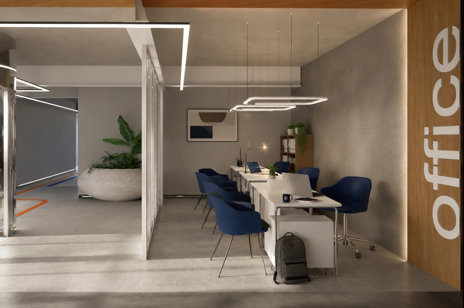 Render de las cápsulas de reunión distribuidas en el recorrido, vista 2