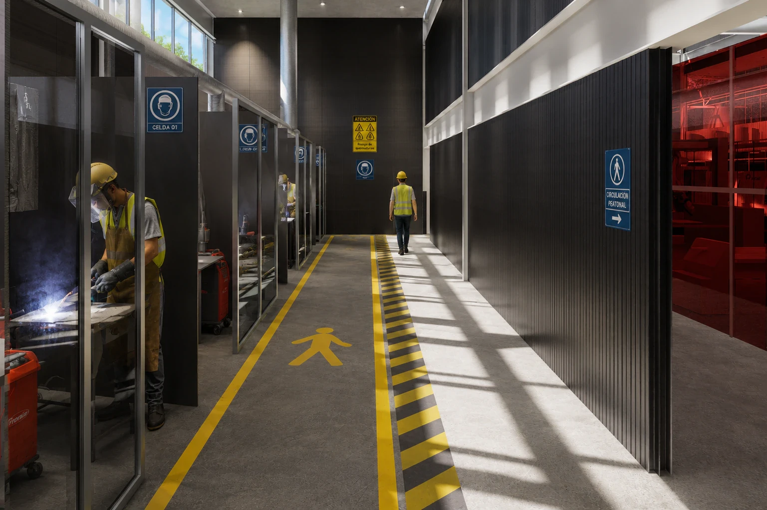 Render del área de formación y entrenamiento en realidad industrial del Centro Tecnológico